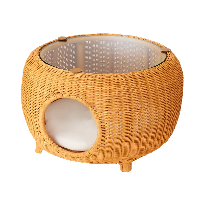 ラタンカフェテーブルベッド