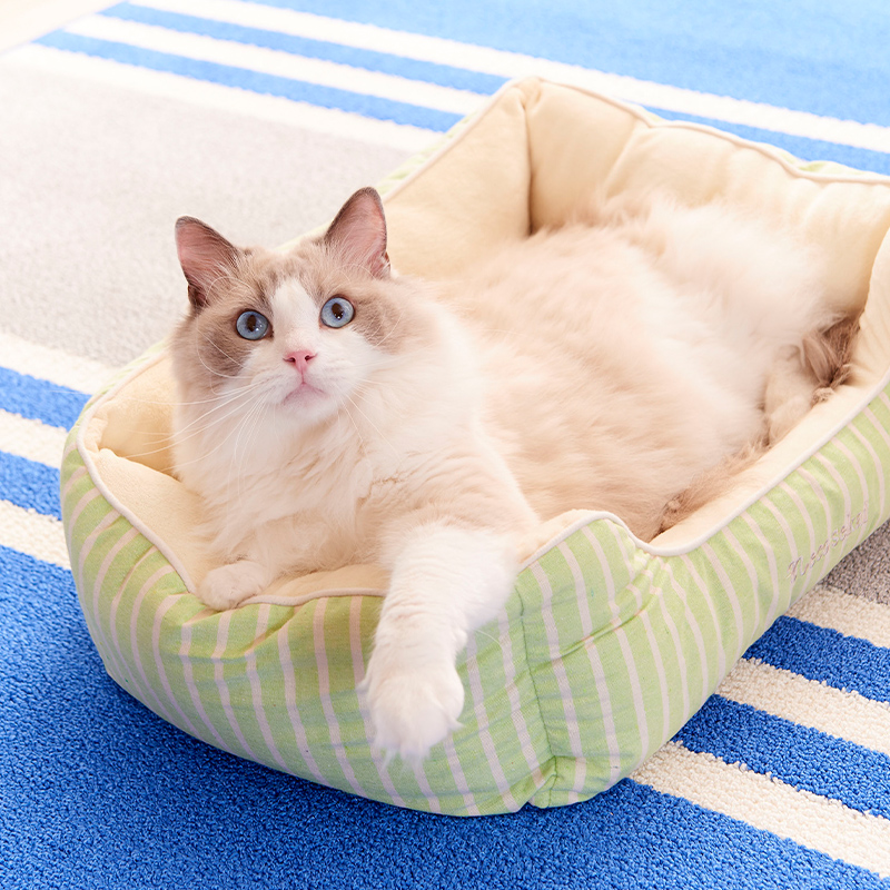 キャットスクエアベッド／ストライプ