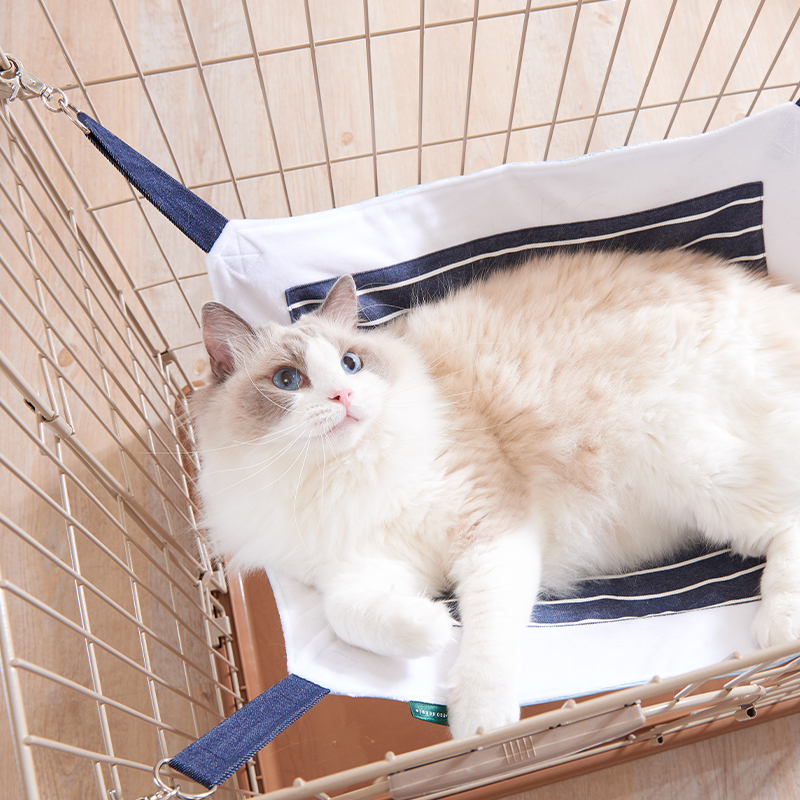 接触冷感フック付きハンモック デニムストライプ